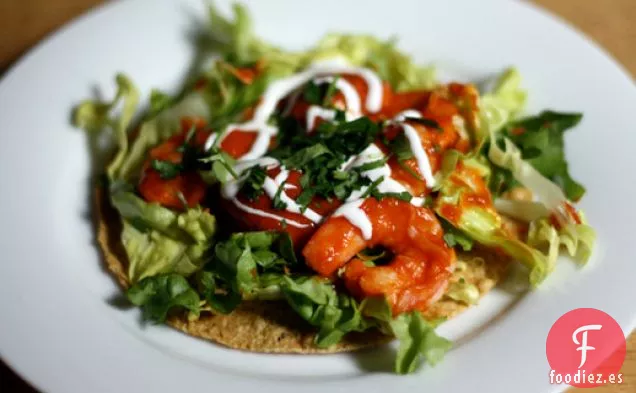 Cena De Esta Noche: Tostadas de Camarones Sofocadas