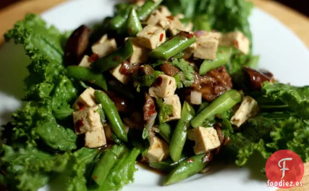 Cena de esta noche: Tofu, Frijoles Verdes y Ensalada de Shiitake