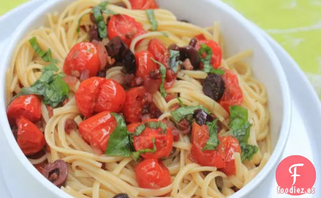 Linguini Con Puttanesca De Tomate Asado Al Horno