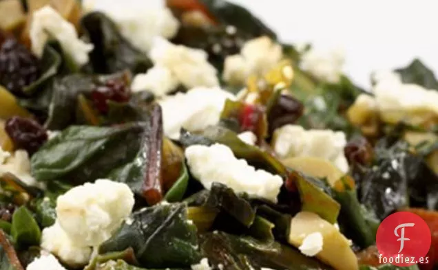 Acelgas Con Aceitunas Verdes, Grosellas Y Queso De Cabra