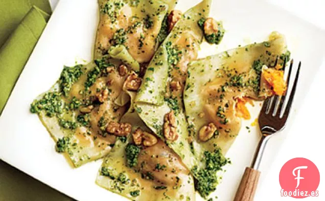 Ravioles de Calabaza con Pesto de Espinacas