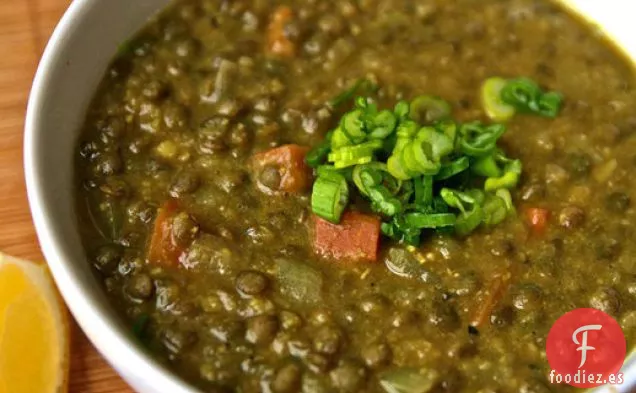 Cena de Esta noche: Sopa de Lentejas al Curry con Puré de Garbanzos
