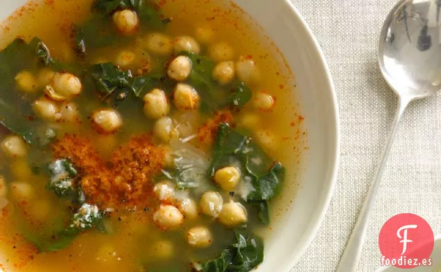 Garbanzos y Acelgas en Parmesano y Caldo de Tomate Secado al Sol