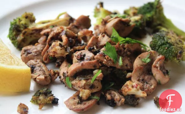 Riñones Salteados con Brócoli, Anchoas y Chile