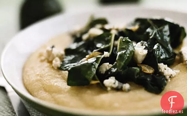 Polenta con Queso Azul y Acelgas con Ajo