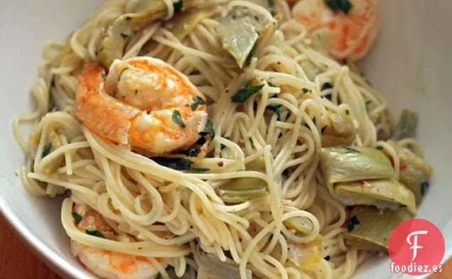 Gambas con Alcachofas