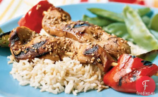 Brochetas de Pollo con Adobo de Soja y Mirin