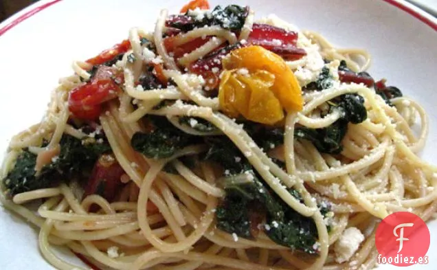 Pasta Con Acelgas Rojas Y Tomates Asados