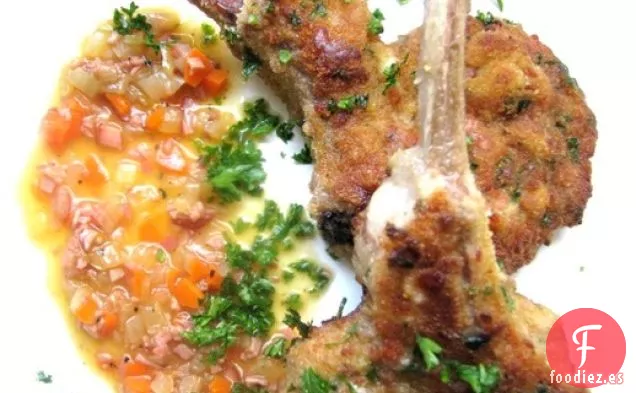 Chuletas de Cordero Reformadas (Chuletas de Cordero Empanadas con Jamón)