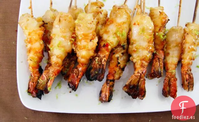 Camarones a la Parrilla con Chile, Lima y Brandy