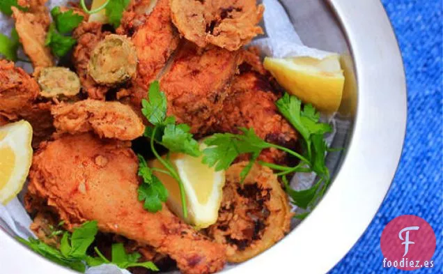 Pollo Frito Doble Con Limones y Jalapeños