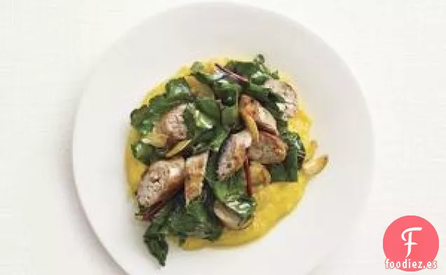 Salteado De Salchichas Y Acelgas Con Polenta