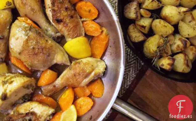 Pollo Asado con Limón y Romero con Patatas Crujientes