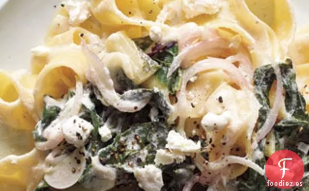 Receta De Pappardelle Con Acelgas, Cebollas Y Queso De Cabra
