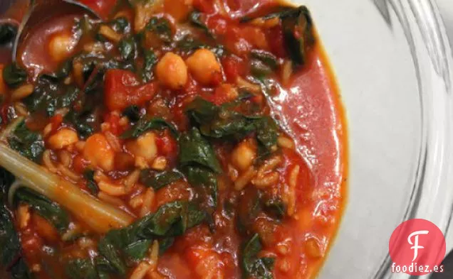 Sopa de Tomate y Garbanzos con Arroz y Acelgas
