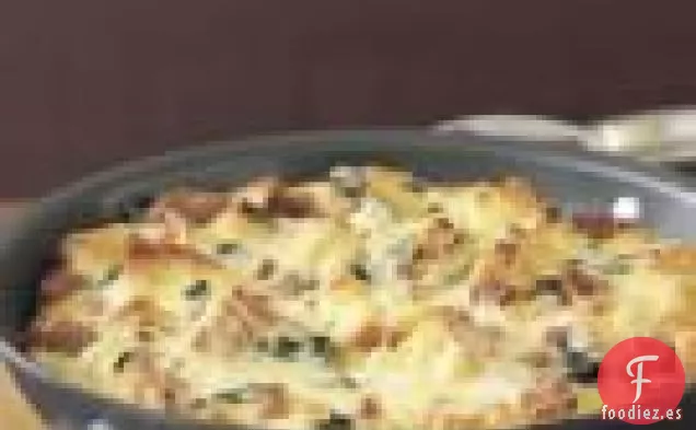 Estratos Con Acelgas, Salchichas Y Cebollas Caramelizadas