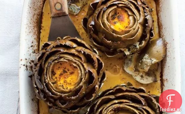 Alcachofas Rellenas Asadas con Aceite de Menta de La Nueva Cocina Persa