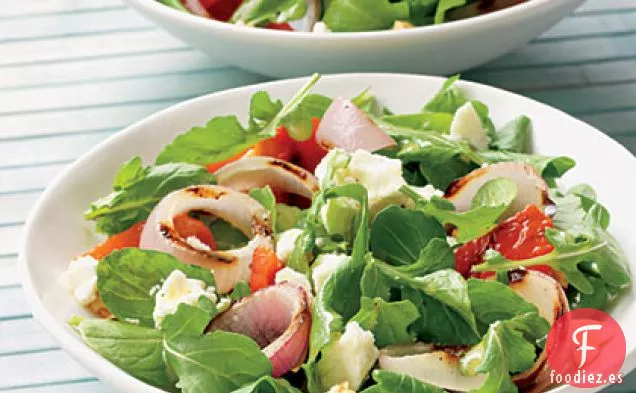 Pimientos Asados, Cebollas Asadas y Ensalada de Queso Feta