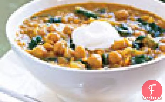 Estofado de Lentejas Rojas al Curry y Acelgas con Garbanzos