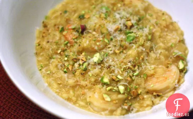 Risotto de Azafrán con Camarones y Pistachos