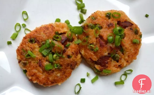 Tartas de Arroz con Jamón y Guisantes