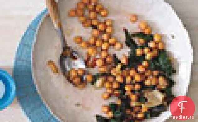 Garbanzos Asados y Ajo con Acelgas