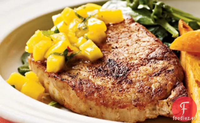 Chuletas con Especias con Salsa de Mango y Menta