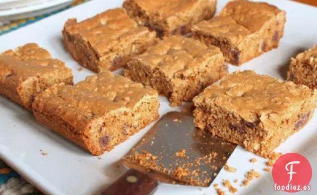 Barras de Galletas con Chispas de Chocolate y Mantequilla Doradas sin Gluten