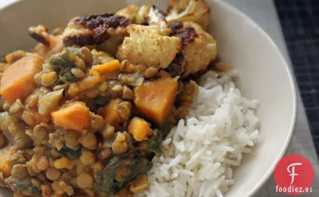 Lentejas Al Curry Con Batatas Y Acelgas