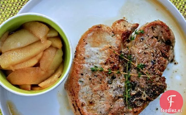 Chuletas De Cerdo Asadas Con Manzanas Honeycrisp Borrachas