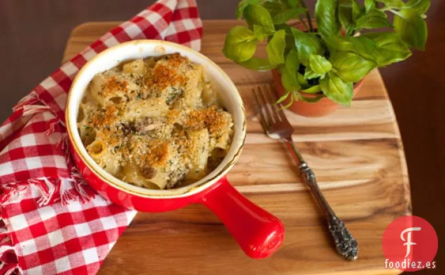 Pasta Al Horno Con Salchichas, Champiñones y Mascarpone