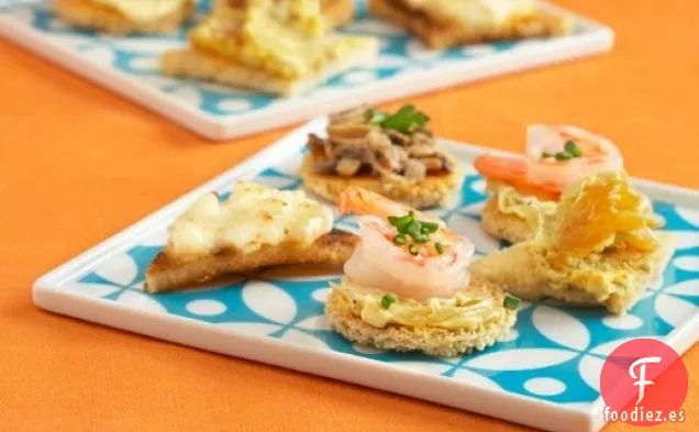 Canapés de Mantequilla al Curry de Camarones