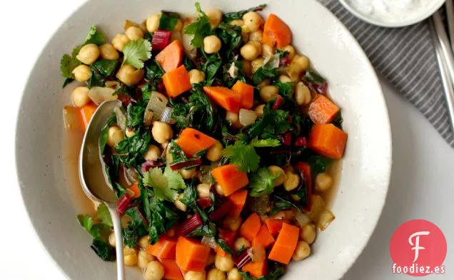 Estofado de Garbanzos con Especias de Alcaravea con Yogur de Menta