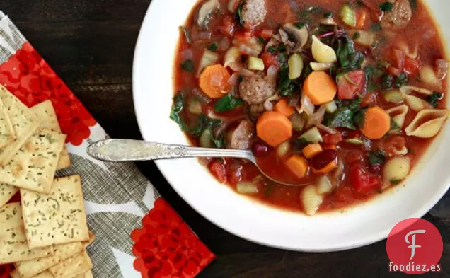 Minestrone de invierno con Acelgas y Salchichas