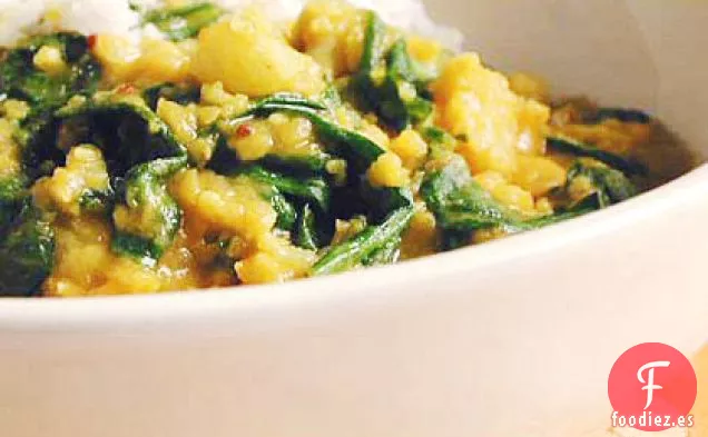 Guisante Partido-Espinaca Dal con Coliflor