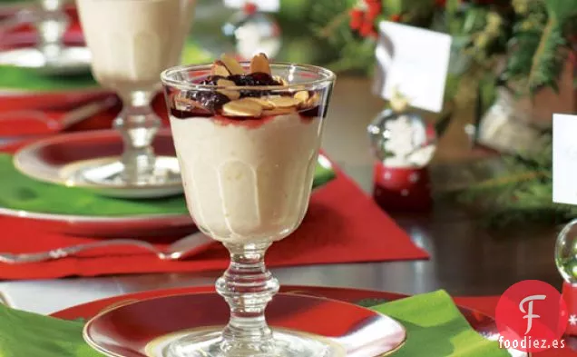 Arroz con Leche de Chocolate Blanco con Salsa de Cerezas Secas