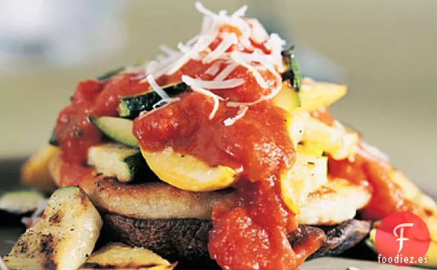 Verduras a la Parrilla con Pasteles de Patata