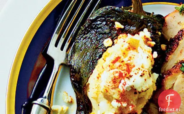 Poblanos Rellenos de Puré de Patatas con Queso de Cabra