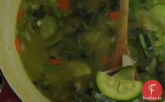 Minestrone de primavera con Pistou de Menta y Albahaca