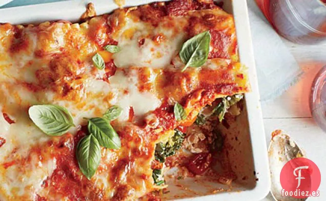 Lasaña con Tomates Uva y Brócoli Rabe