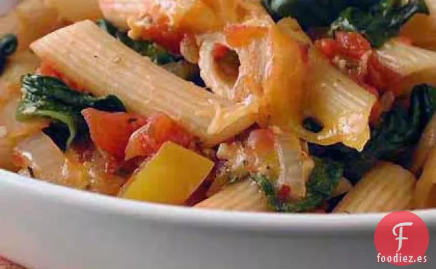 Ziti al horno con Espinacas, Tomates y Gouda Ahumado