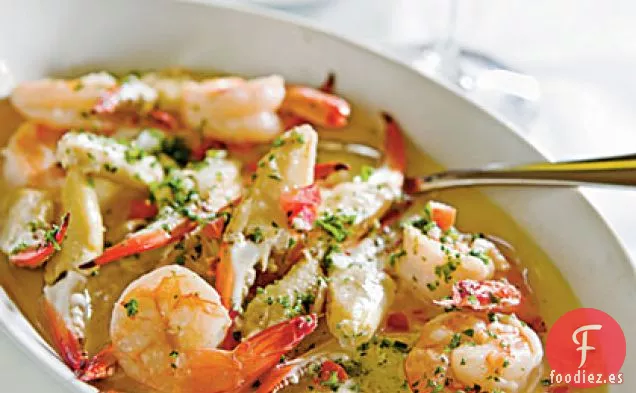Langostinos con Dedos de Camarón y Cangrejo