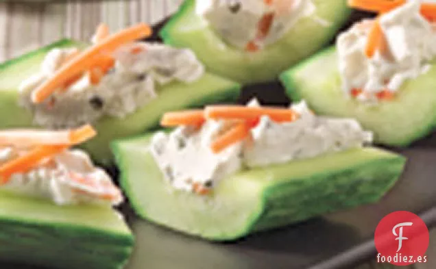 Bocados de Pepino con Hierbas y Queso Crema