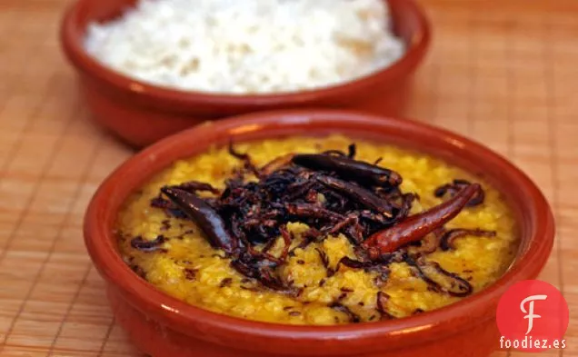 Cena de esta noche: Dal de Luna y Lentejas Rojas con Cebollas Doradas