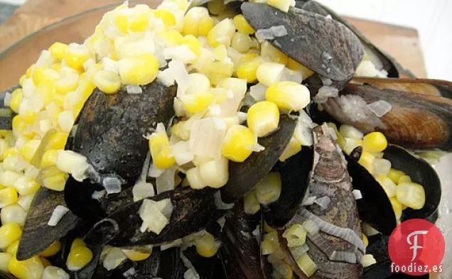 Cocina el Libro: Mejillones al vapor con Ajo, Maíz y Jerez