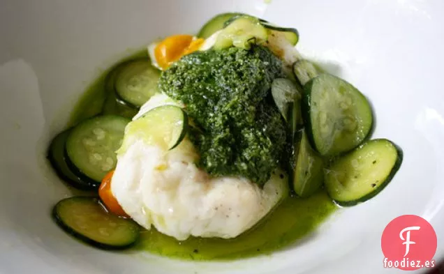 Cena de esta noche: Paquetes de Bacalao con Calabacín, Tomates y Pesto de Perejil