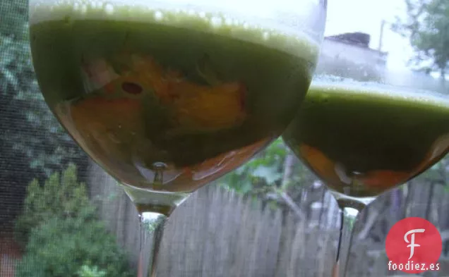 Melocotones Asados al Horno de Bill Yosses con Elixir de Té Verde