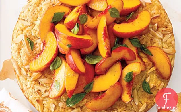 Tarta de Melocotón y Albahaca