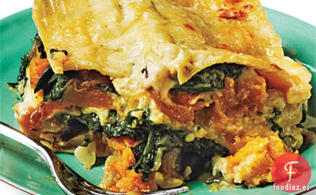 Calabaza, Cebolla Caramelizada y Lasaña de Espinacas