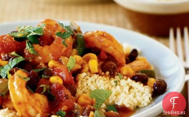 Tagine de Gambas y Verduras con Cuscús